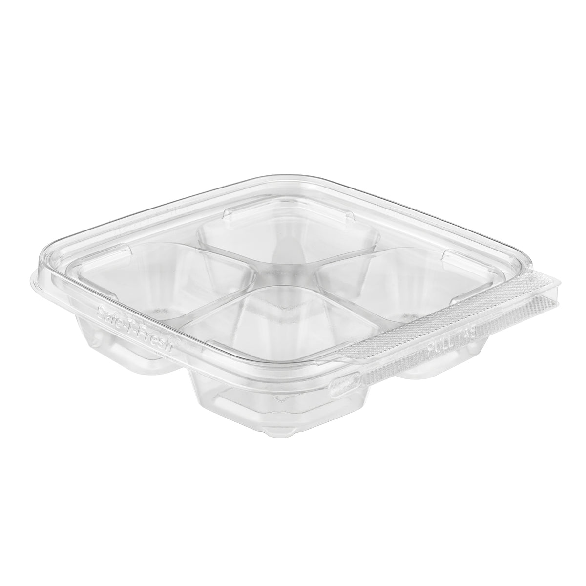 Inline Plastics Safe-T-Fresh Snackware 4 Compartment Clear Pet Tamper Evident Food Container | 252 per Case